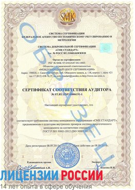 Образец сертификата соответствия аудитора №ST.RU.EXP.00006191-1 Владикавказ Сертификат ISO 50001